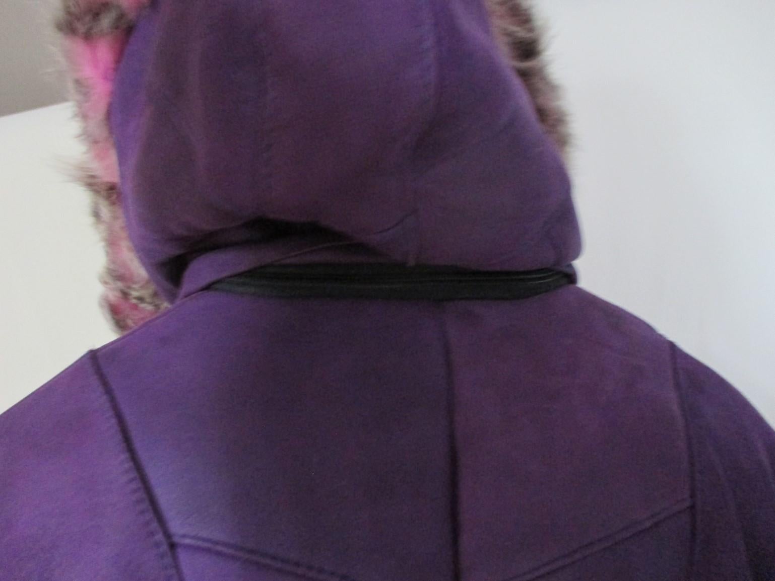 purple sheepskin coat