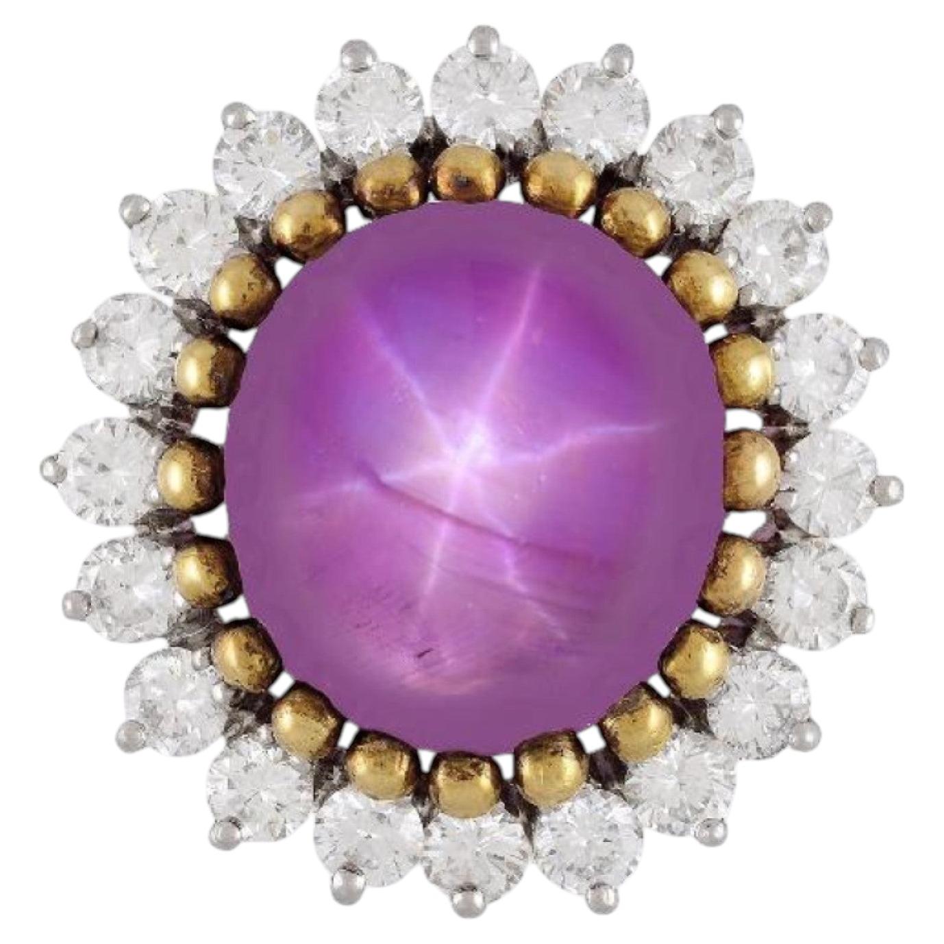PURPLE PINK NATURAL STAR SAPPHIRE RING 17 CT! GIA CERTIFIED NO HEAT! Sri Lanka! For Sale