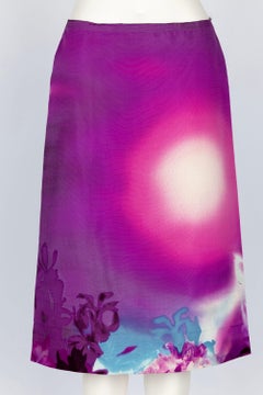 Purple Pink Ombre Scenic Print Fall 2004 Prada Runway Skirt