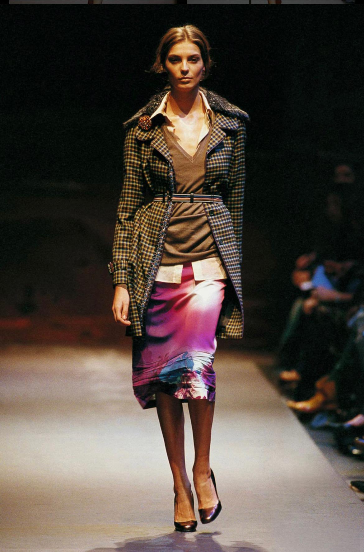 Purple Pink Ombre Scenic Print Fall 2004 Prada Runway Skirt For Sale 3