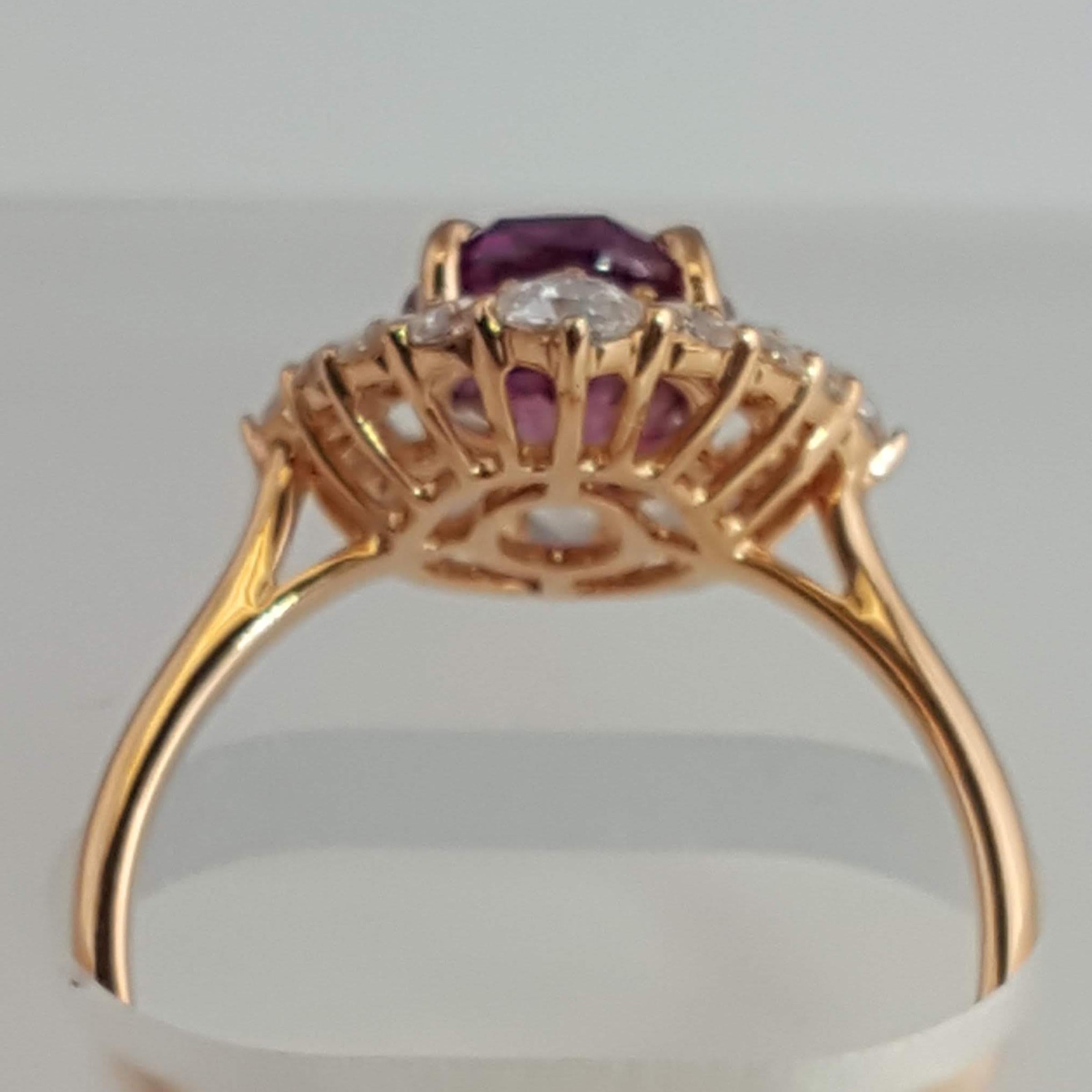 GIA Certified 2.48 Carat Oval Cut Purple-Pink Sapphire Ring in 18k Rose Gold 2