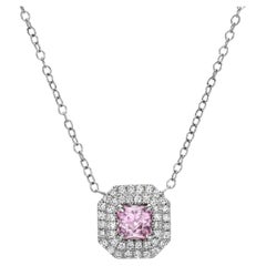 Collier radiant carré violet et rose de 0,79 carat