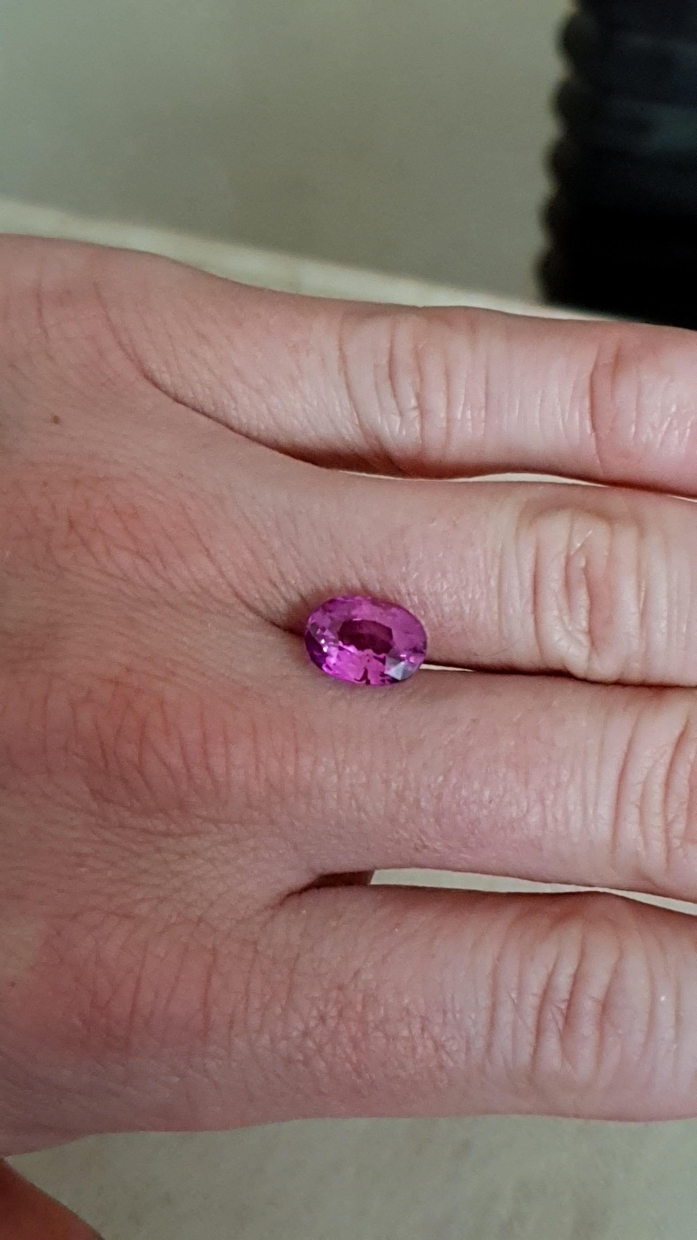 Oval Cut Purple Pink Sapphire, No Heat, Certified Gem, 4, 46 Ct., Loose Gemstone For Sale