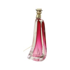 Purple Pink Table Lamp Crystal Val Saint Lambert Swirl 60s