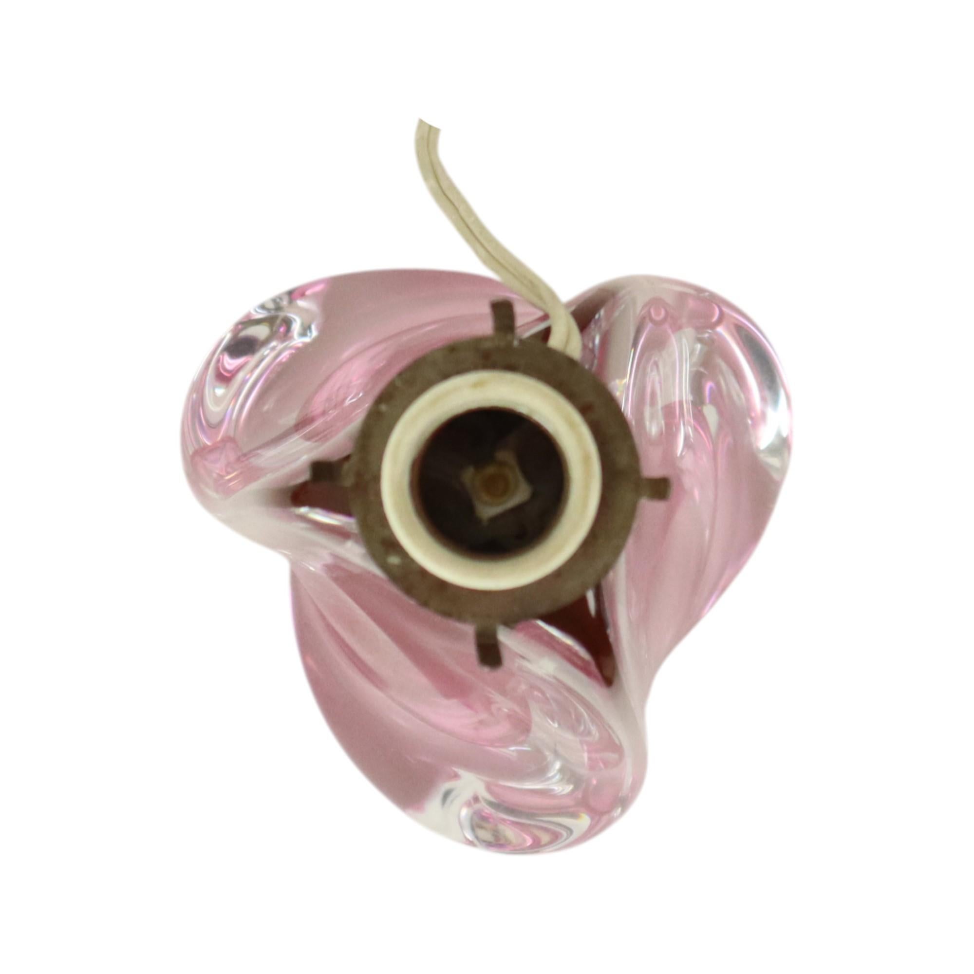 Purple Pink Table Lamp Crystal Val Saint Lambert Swirl 60s For Sale 2
