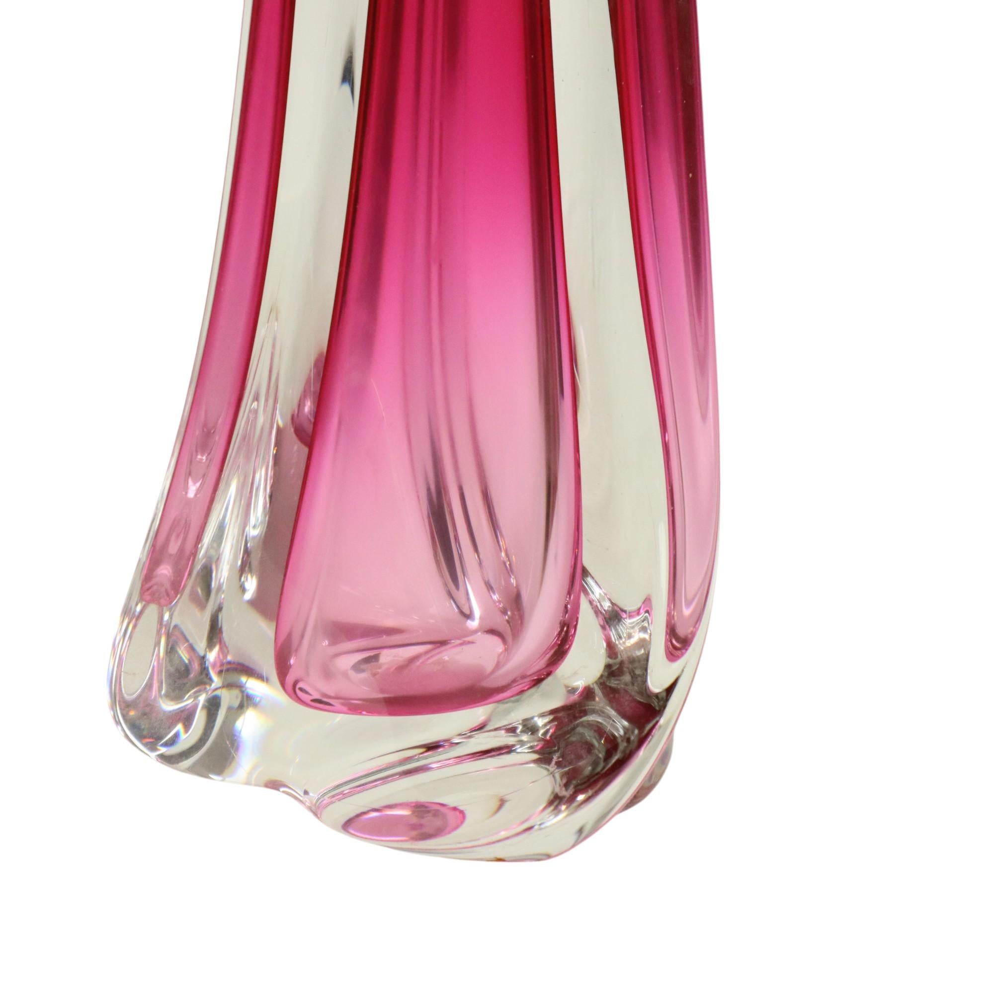 Purple Pink Table Lamp Crystal Val Saint Lambert Swirl 60s For Sale 4