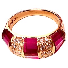 Tiffany & Co. - Bague en tourmaline rose et mauve avec diamants ronds et brillants