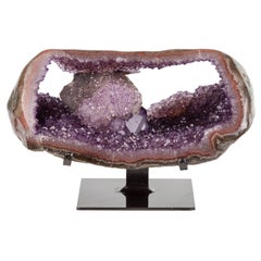 Purple Pink Windowed Amethyst Grey Agatised Rare Calcite Decorative Object