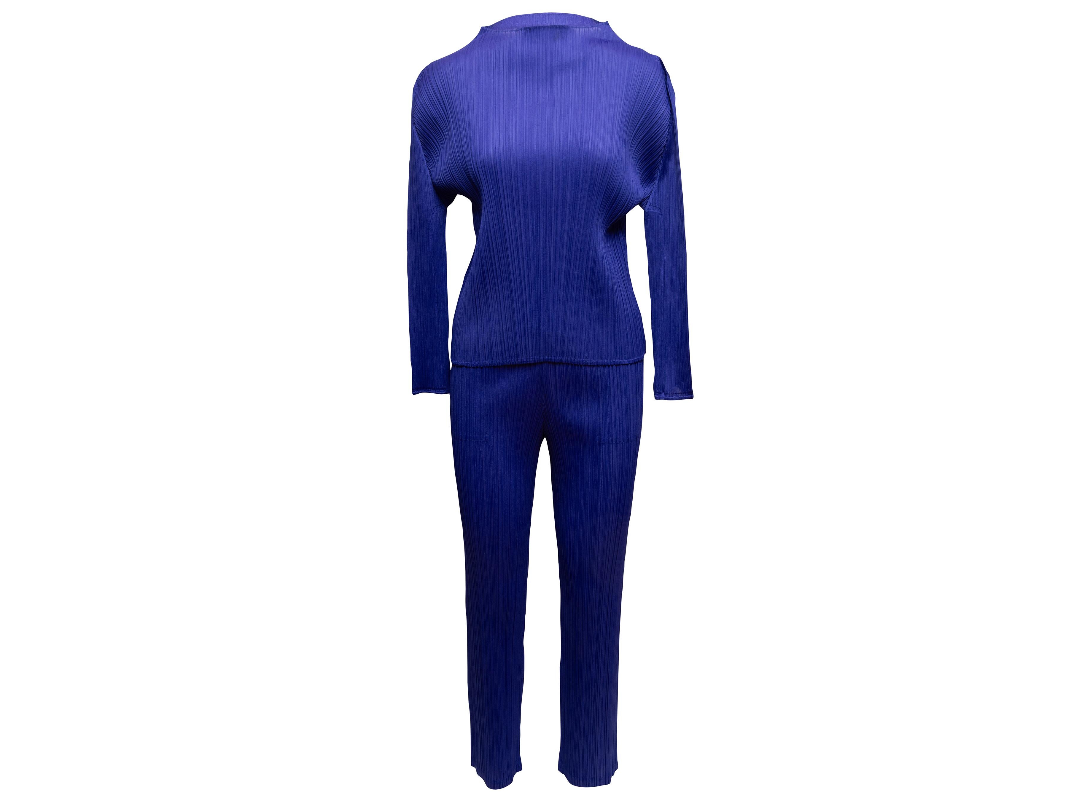 Lila Pleats Please Issey Miyake Plisse Langarm Top Designer Größe 3 (Violett) im Angebot