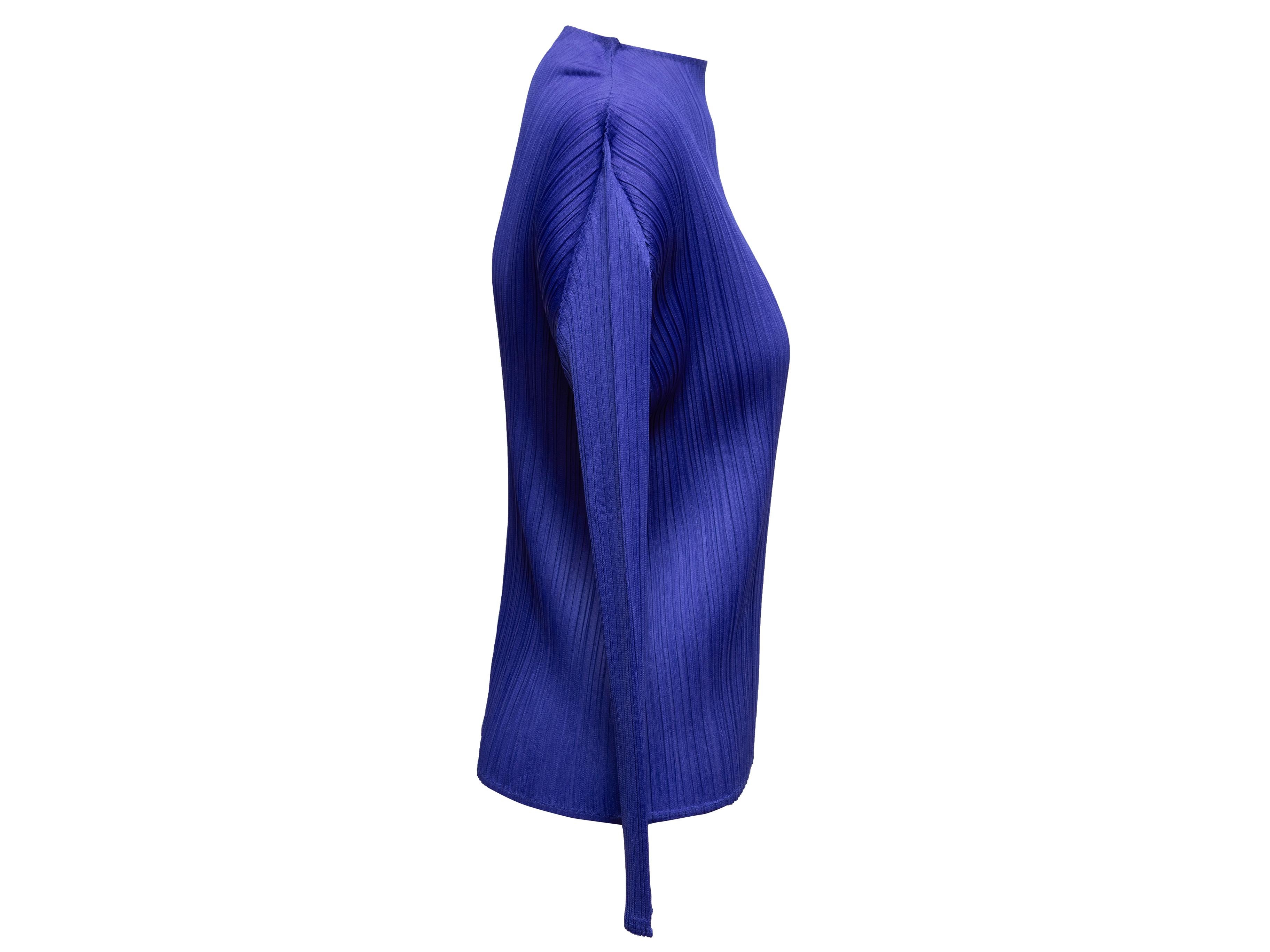 Lila Pleats Please Issey Miyake Plisse Langarm Top Designer Größe 3 im Zustand „Hervorragend“ im Angebot in New York, NY