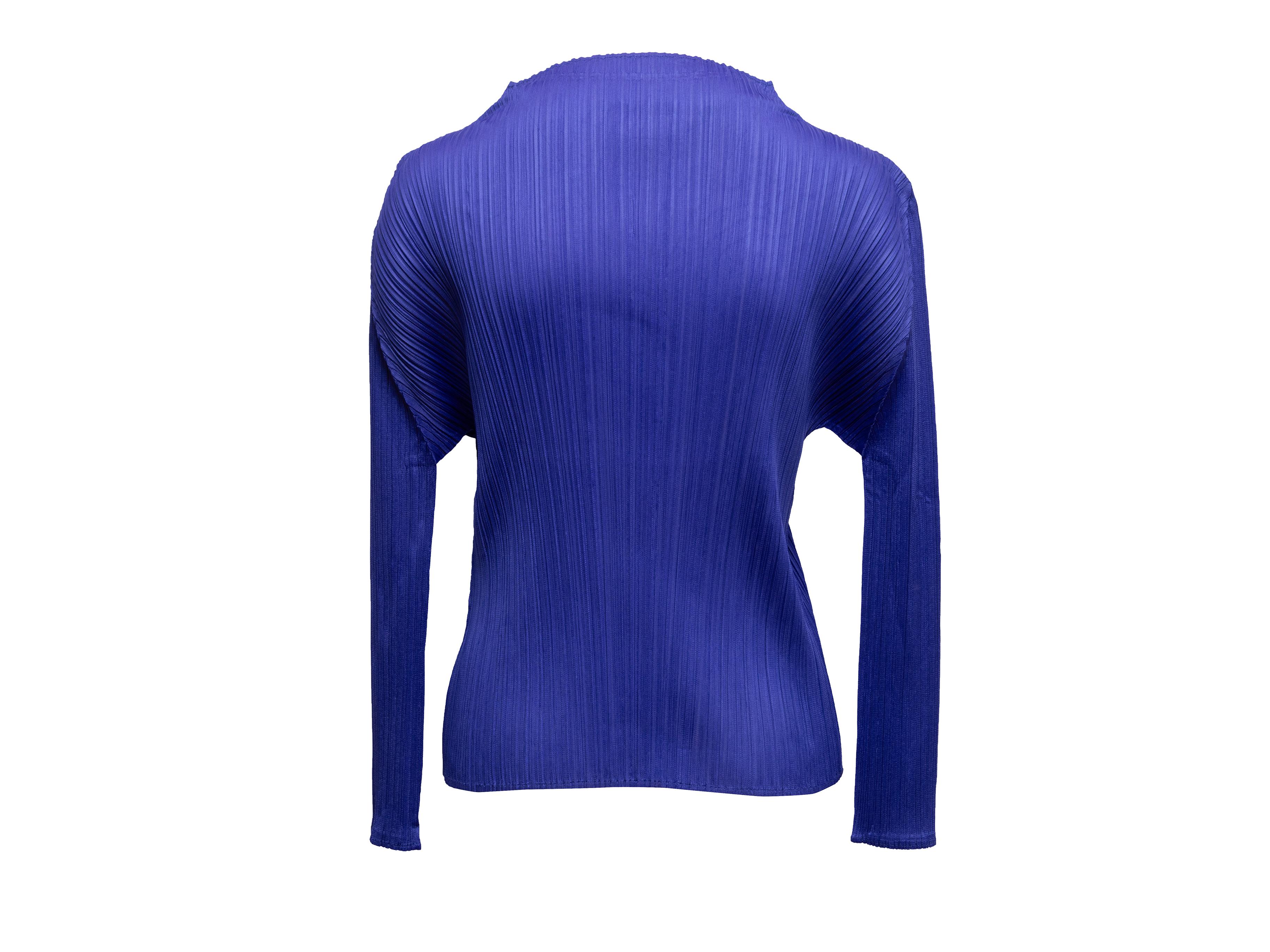 Lila Pleats Please Issey Miyake Plisse Langarm Top Designer Größe 3 Damen im Angebot