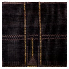 Lila Pflaume Art Deco Natürliche Seide Hand geknotet Oversize Quadratische Fläche Teppich