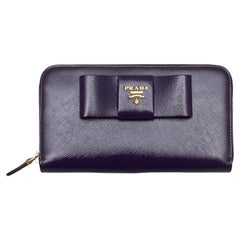 Purple Prada Patent Saffiano Fiocco Continental Wallet