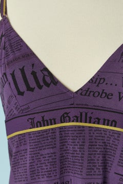 Purple printed jersey slip dress John Galliano