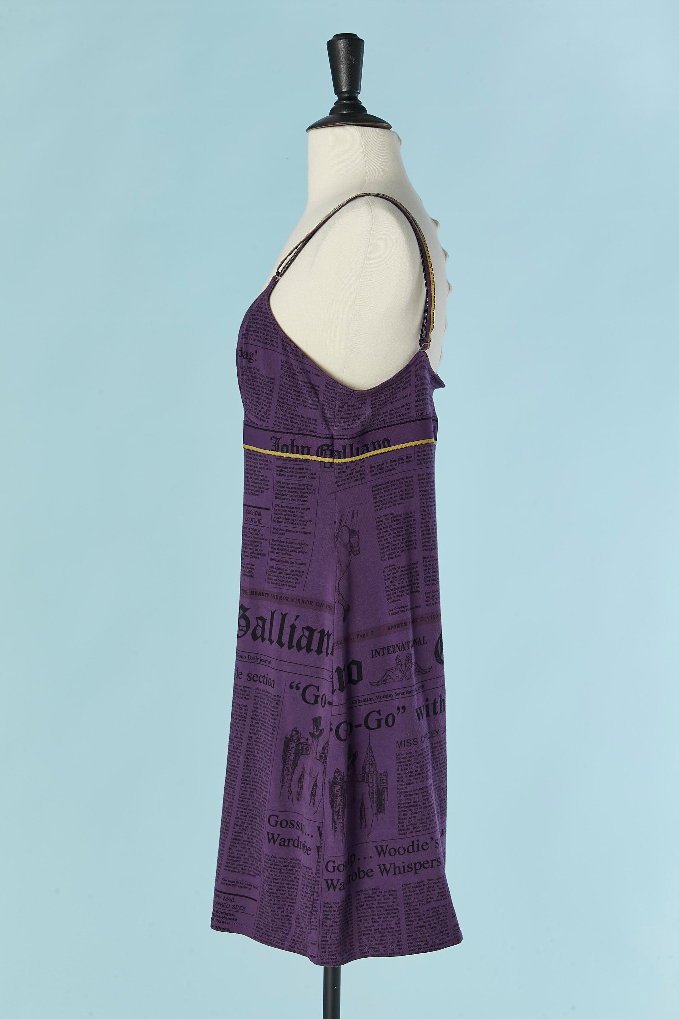 Women's Purple printed jersey slip dress John Galliano For Sale