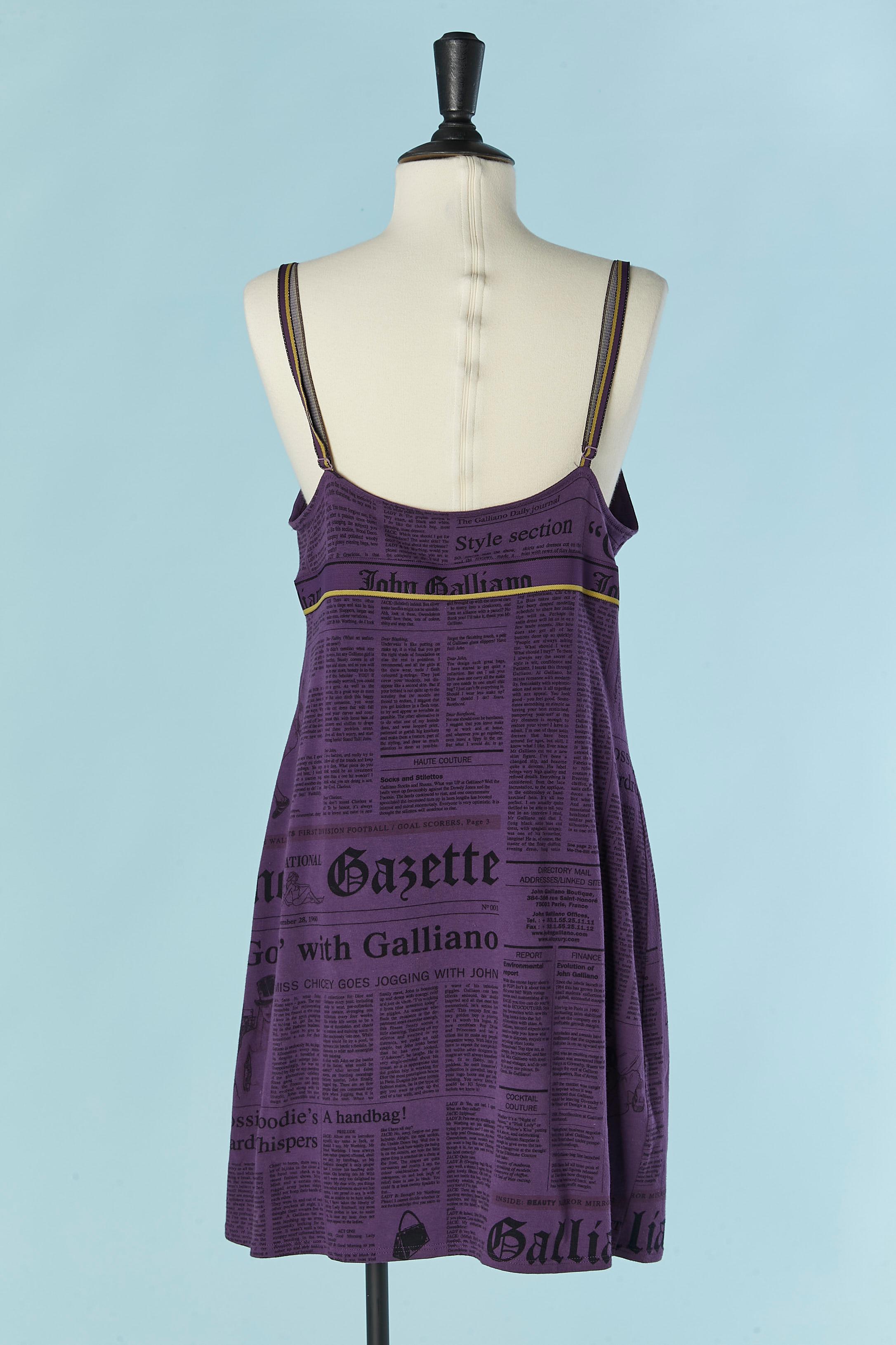 Purple printed jersey slip dress John Galliano For Sale 1