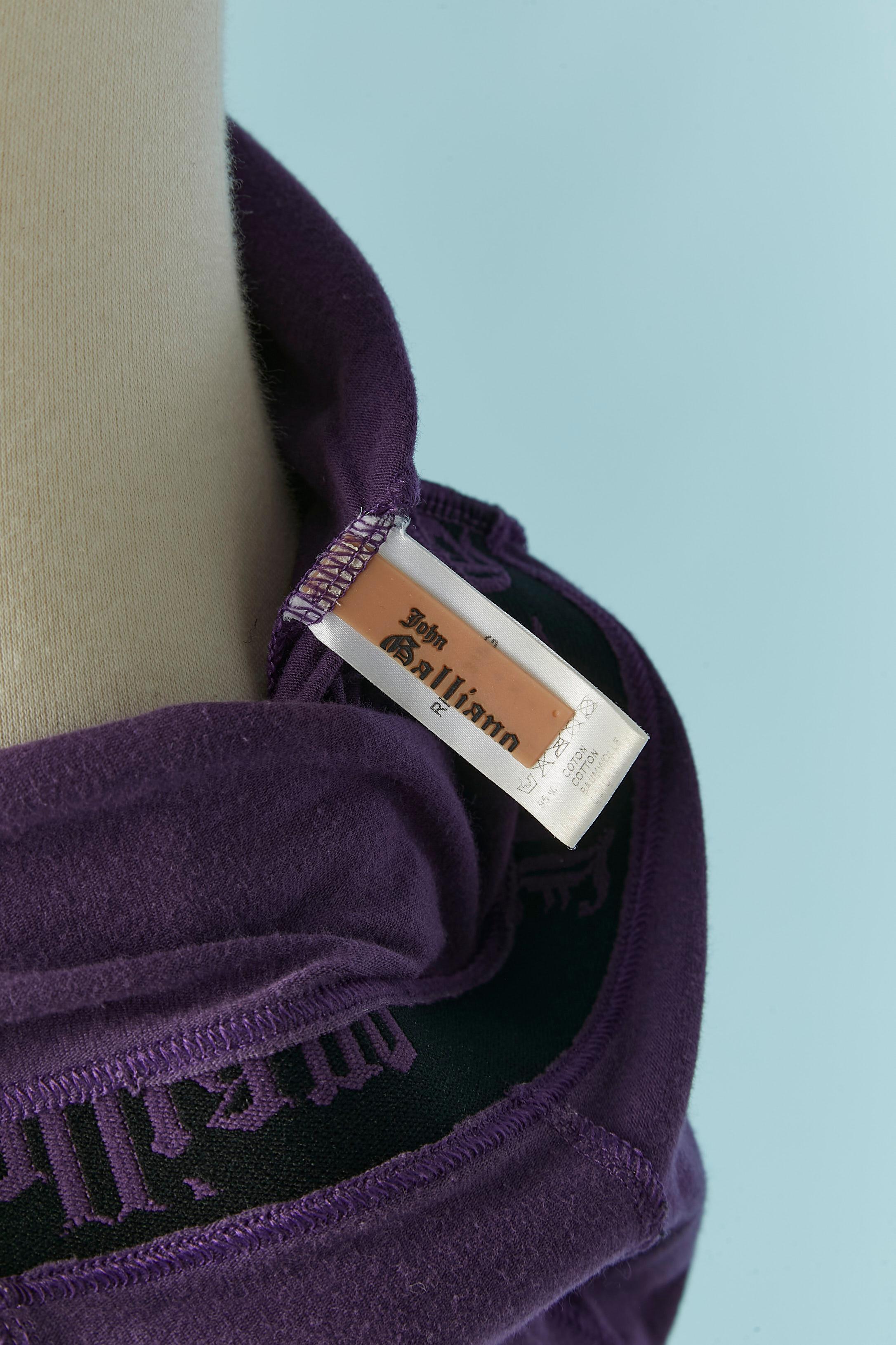 Purple printed jersey slip dress John Galliano For Sale 2