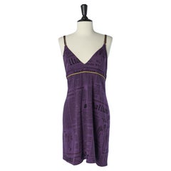 Purple printed jersey slip dress John Galliano