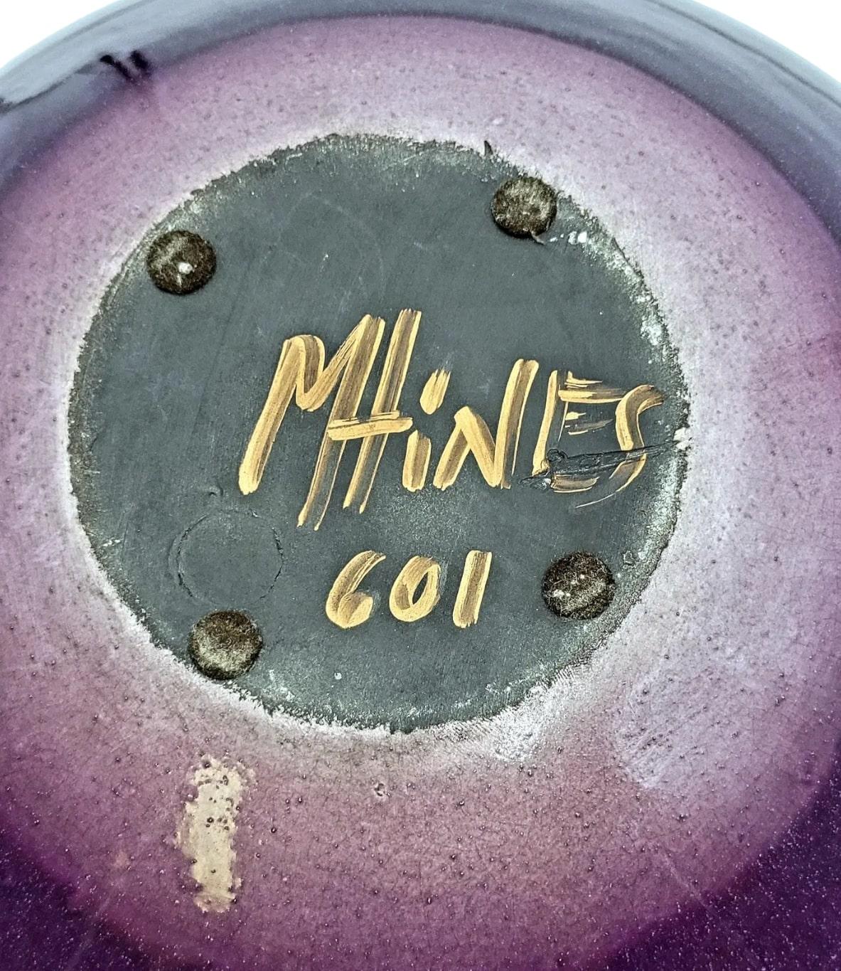Purple Raku Artisan Crafted Lidded Pottery Terrine by M. Hines In Good Condition For Sale In North Palm Beach, FL
