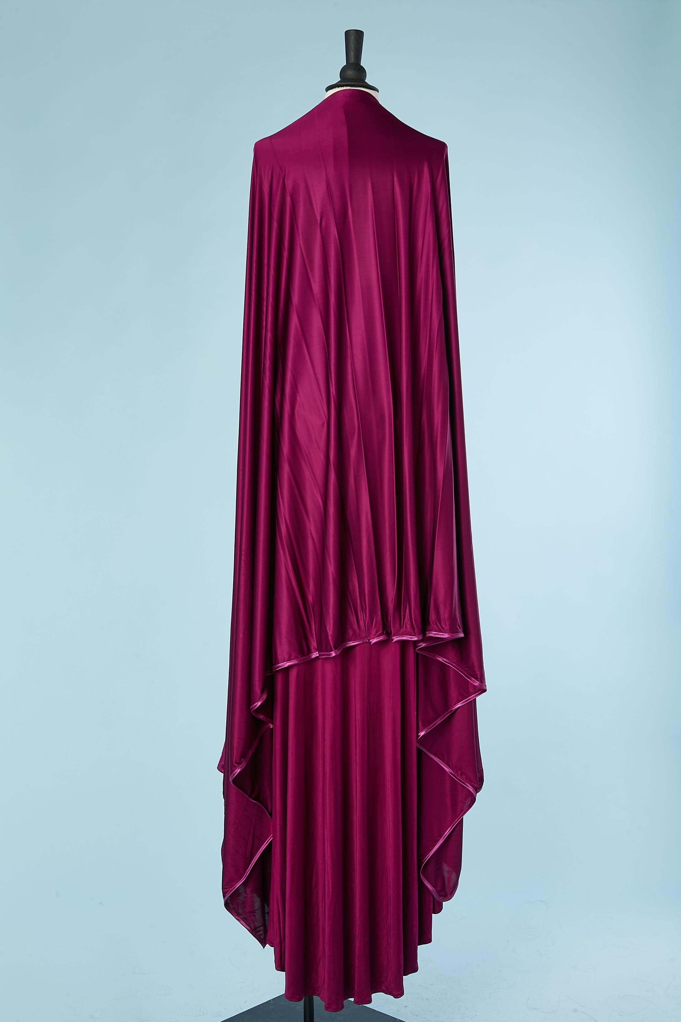 Purple rayon jersey backless draped evening dress with shawl Versace  In Excellent Condition For Sale In Saint-Ouen-Sur-Seine, FR