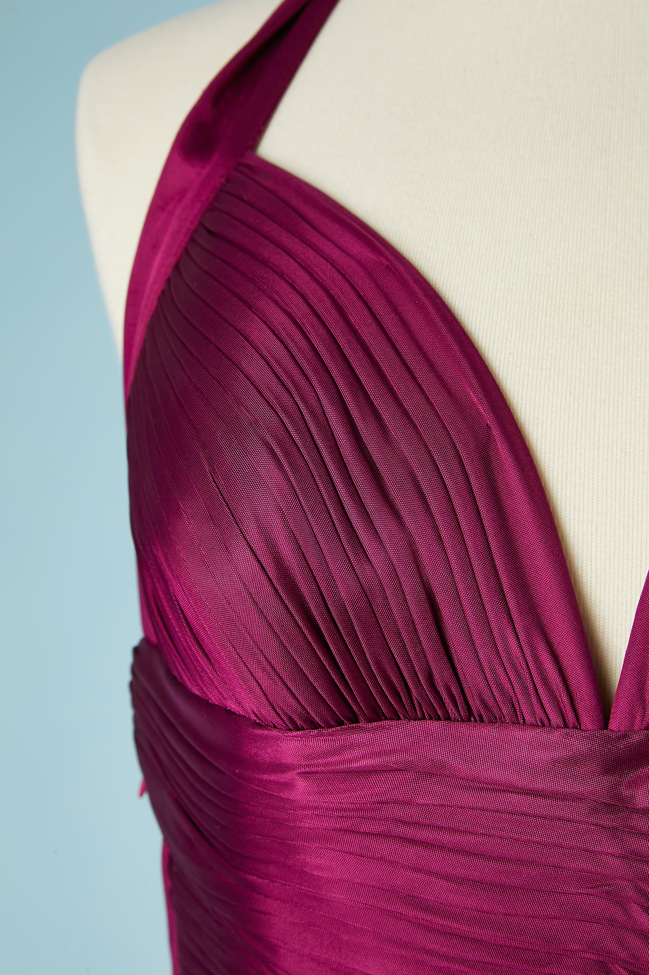 Purple rayon jersey backless draped evening dress with shawl Versace For Sale 1