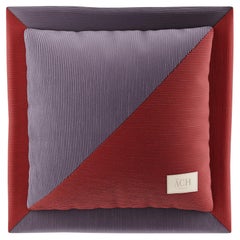 Purple/Red Corduroy Throw Pillow, Luxury Modern Square Patchwork Cushion