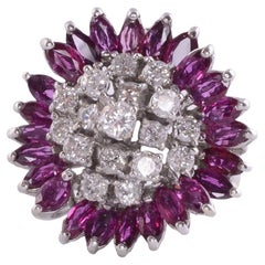 Purple Red Sapphire & Diamond White Gold Ring