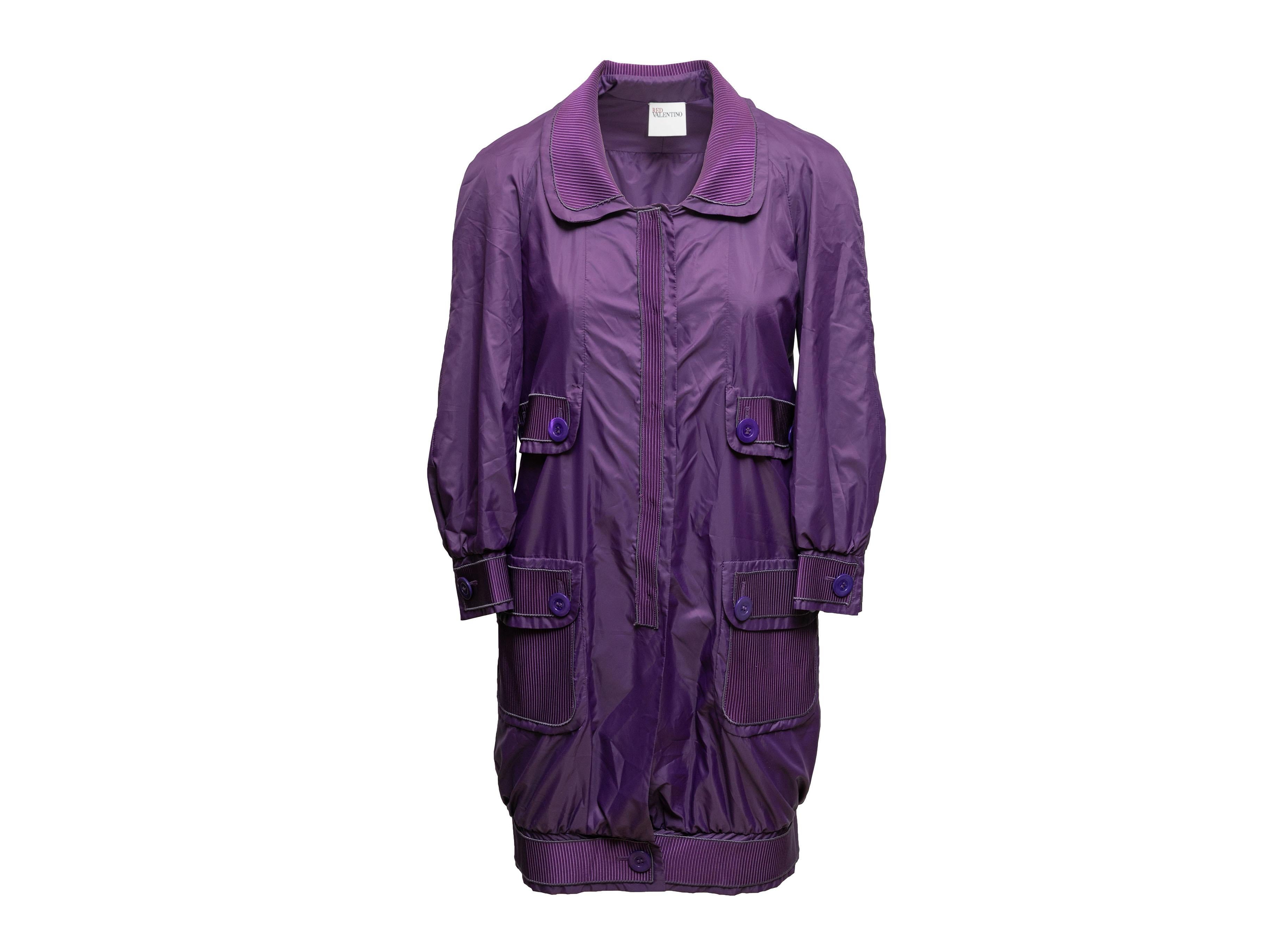 Purple Red Valentino Longline Windbreaker Jacket Size IT 40 In Good Condition For Sale In New York, NY