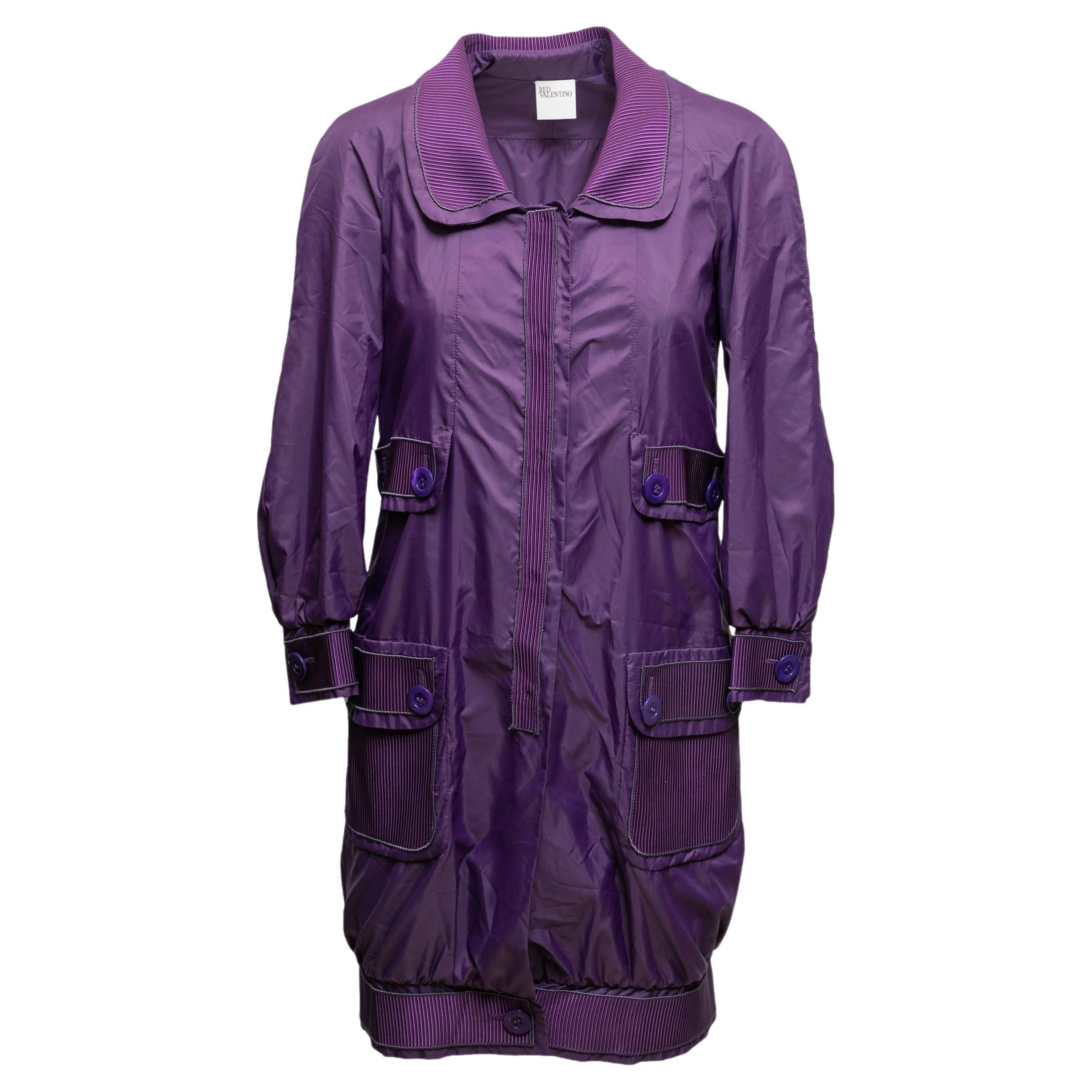 Purple Red Valentino Longline Windbreaker Jacket Size IT 40 For Sale