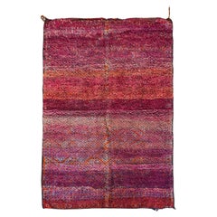 Purple Red Retro Moroccan Wool Rug from 70s I 6.6 x 12 FT