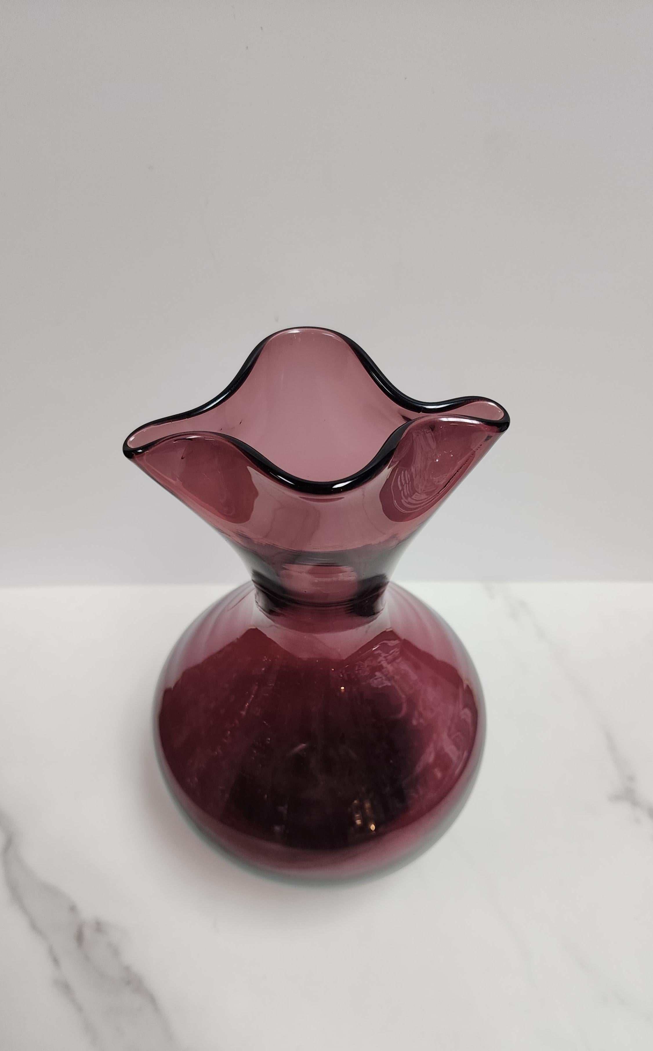 American Purple Retro Vintage Blenko Glass Double Spout Water Pitcher For Sale