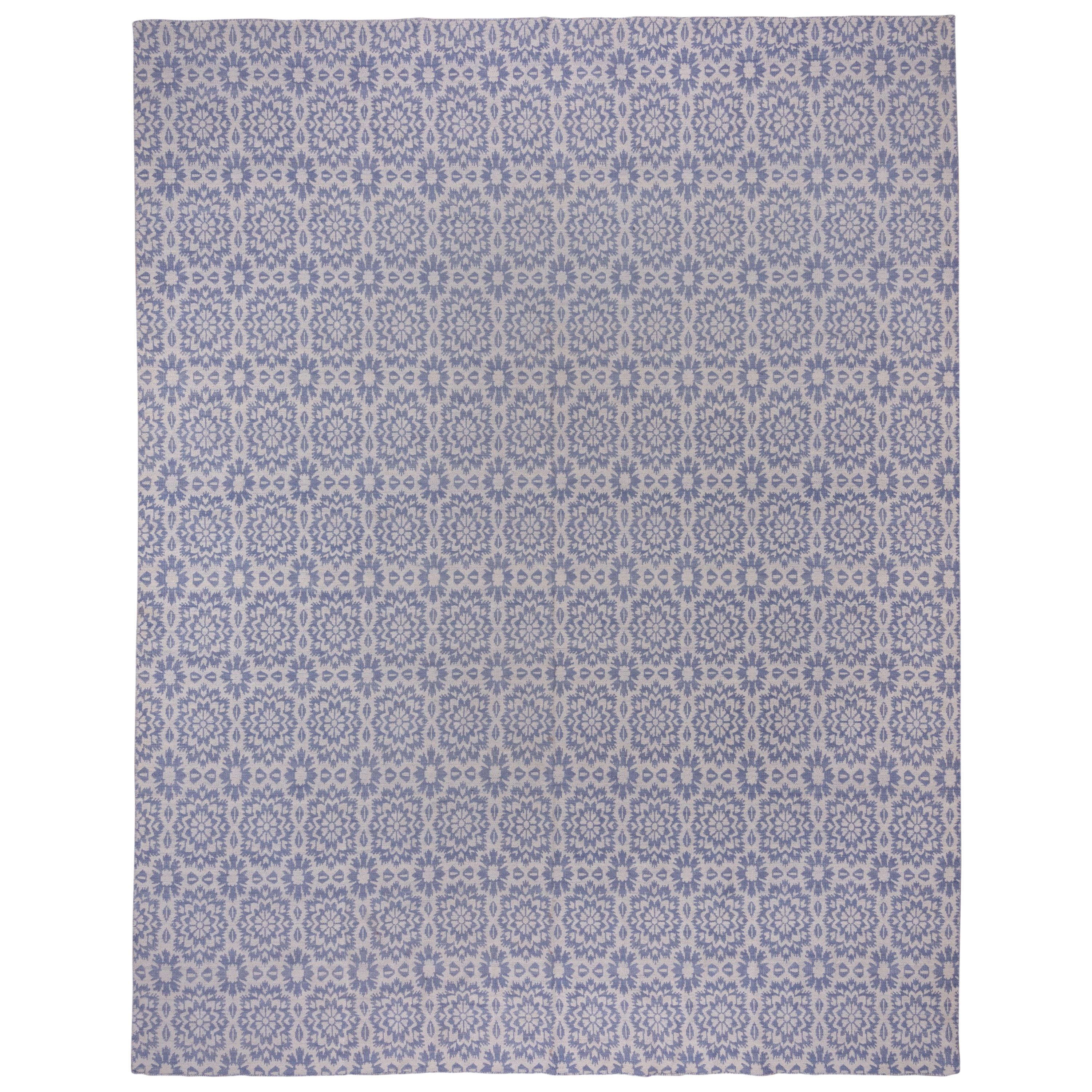 Purple Reversible Handwoven Flat-Weave Carpet, Floral Design