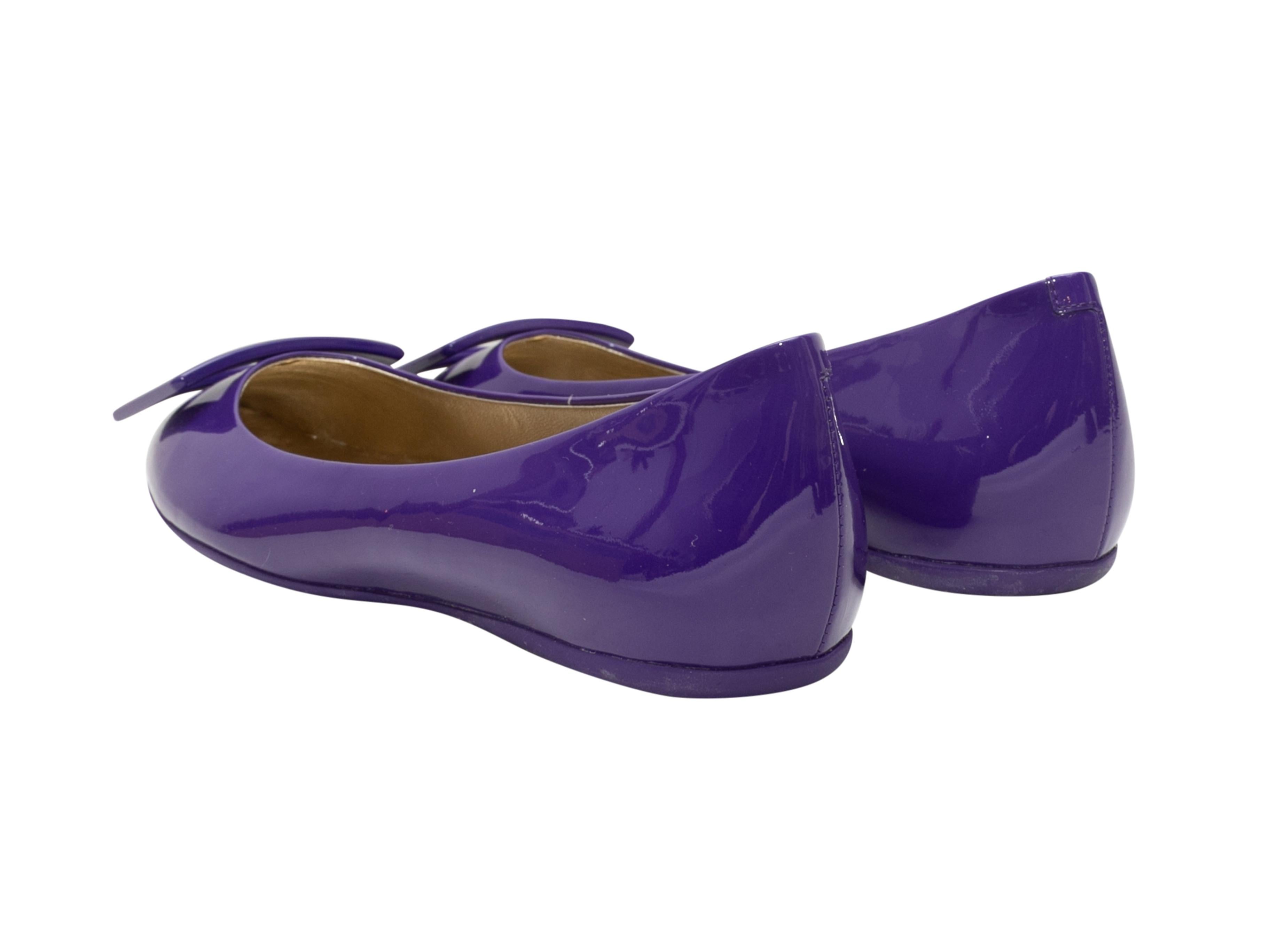 Women's Purple Roger Vivier Patent Gommette Flats Size 39 For Sale