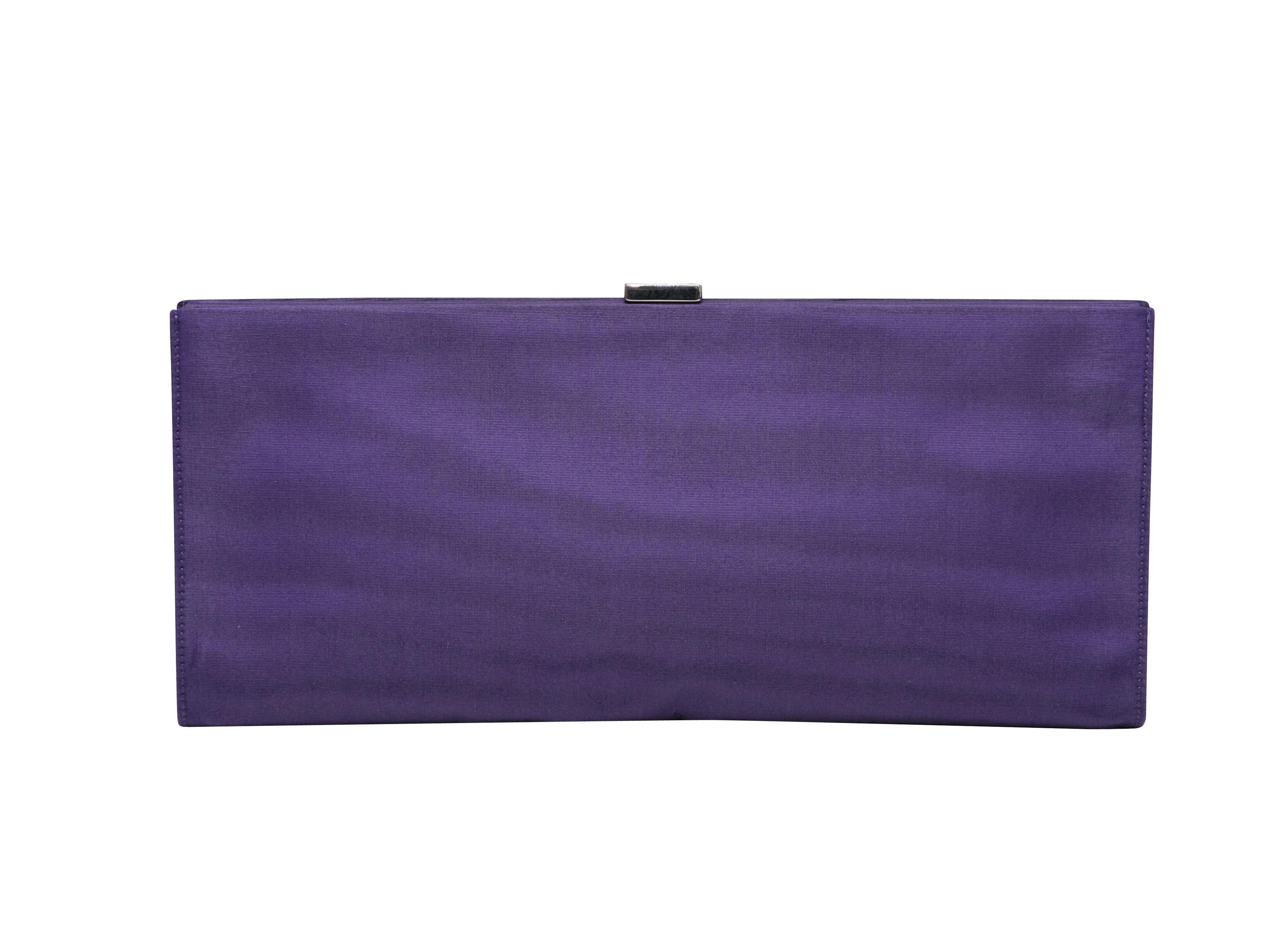 Purple Roger Vivier Satin Crystal-Embellished Clutch In Good Condition In New York, NY