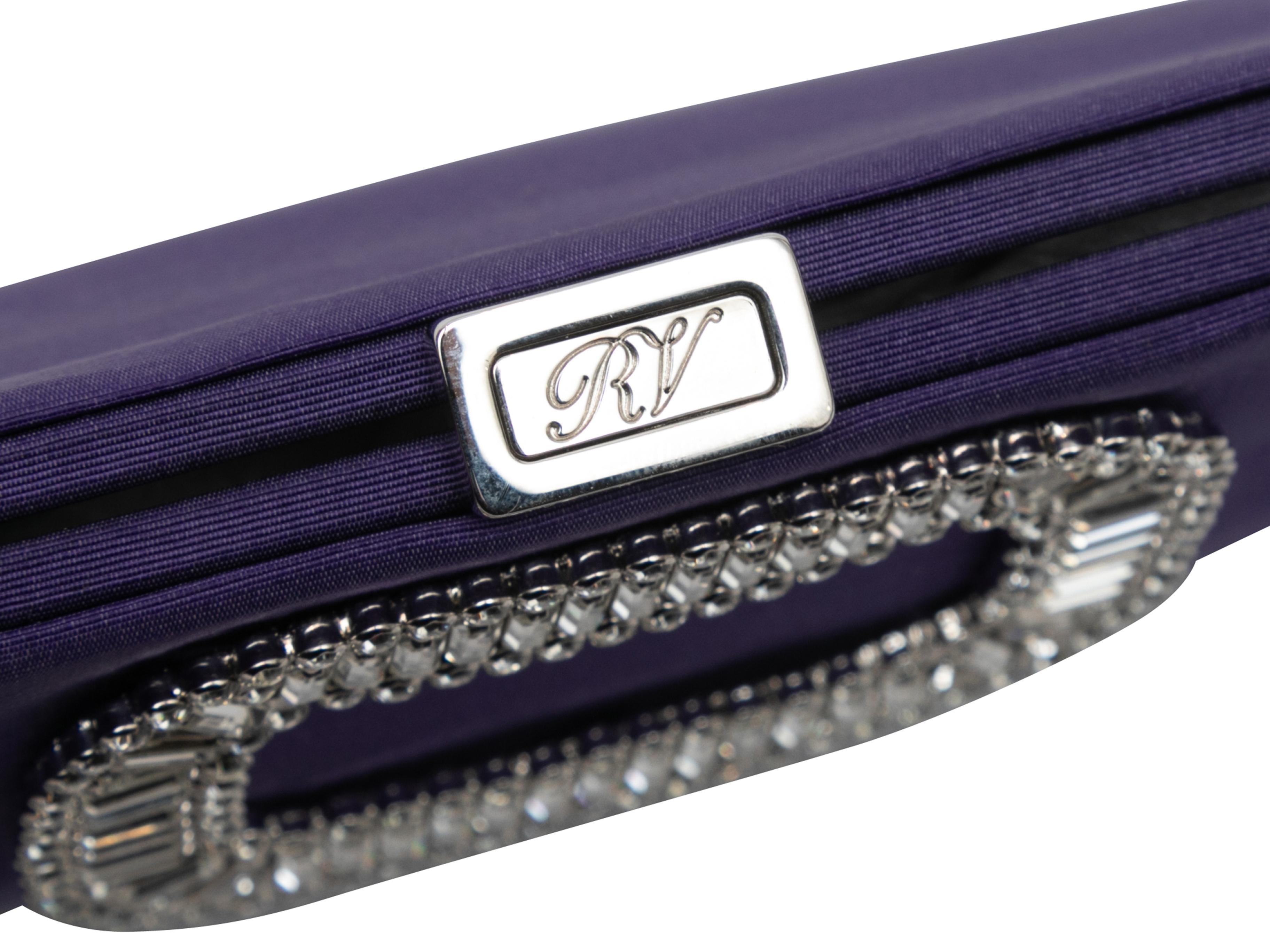 Women's Purple Roger Vivier Satin Crystal-Embellished Clutch