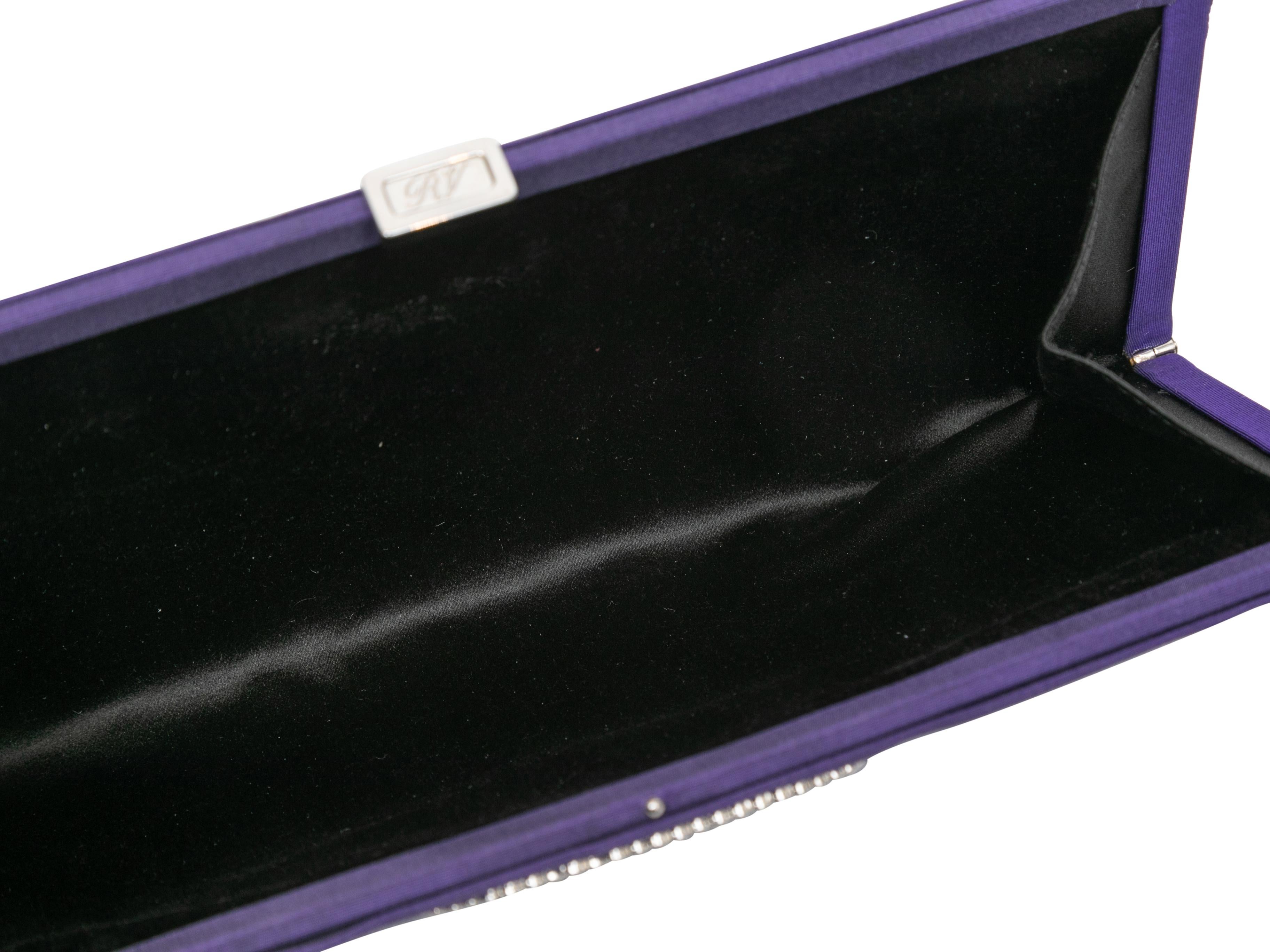 Purple Roger Vivier Satin Crystal-Embellished Clutch 2