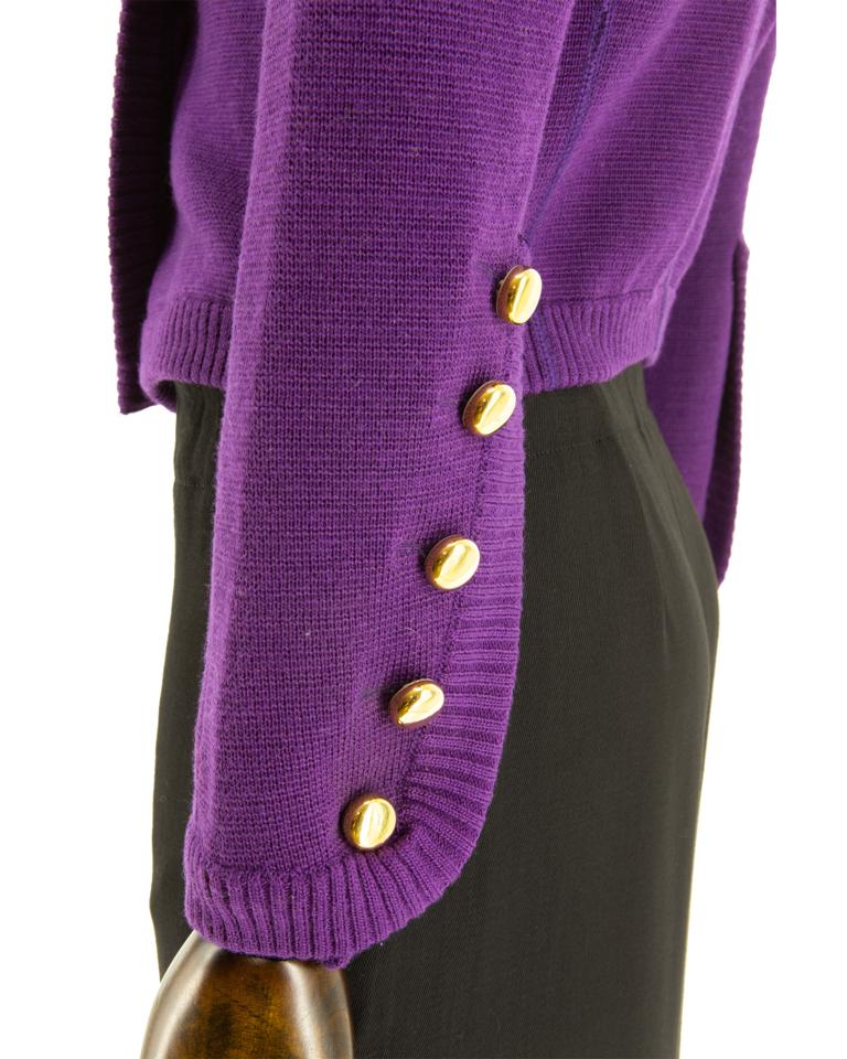 Women's Purple Saint Laurent Rive Gauche Knitted Jacket 1970s For Sale