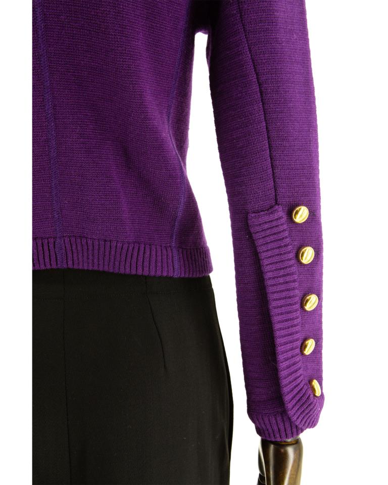 Purple Saint Laurent Rive Gauche Knitted Jacket 1970s For Sale 1