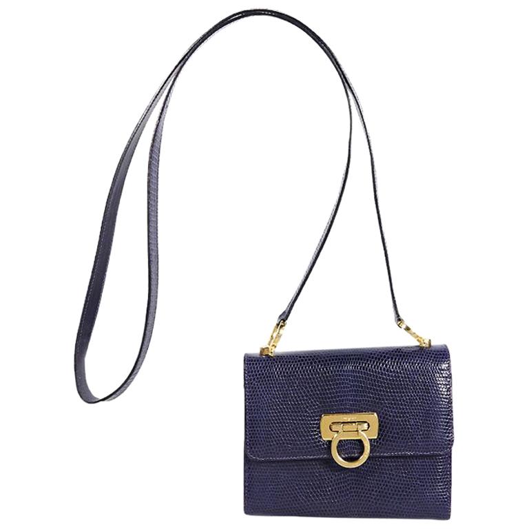 Purple Salvatore Ferragamo Lizard Crossbody Bag