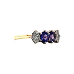 Lila Saphir & 0,50 ctw Oval Diamant Englisch 18K stapelbar Band, CIRCA 2003