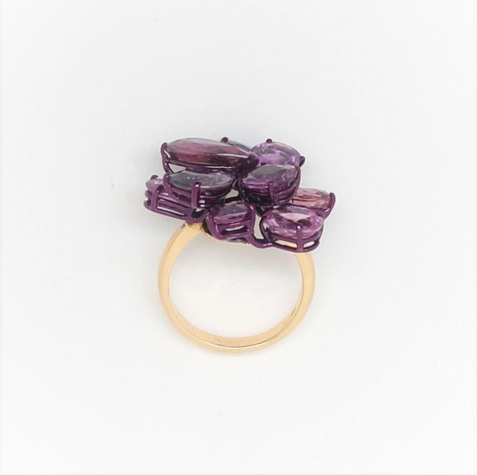 Purple Sapphire 18 Karat Rose Gold Cocktail Ring In New Condition For Sale In Milano, IT