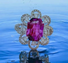 Purple Sapphire and Diamond Floral Dress Ring
