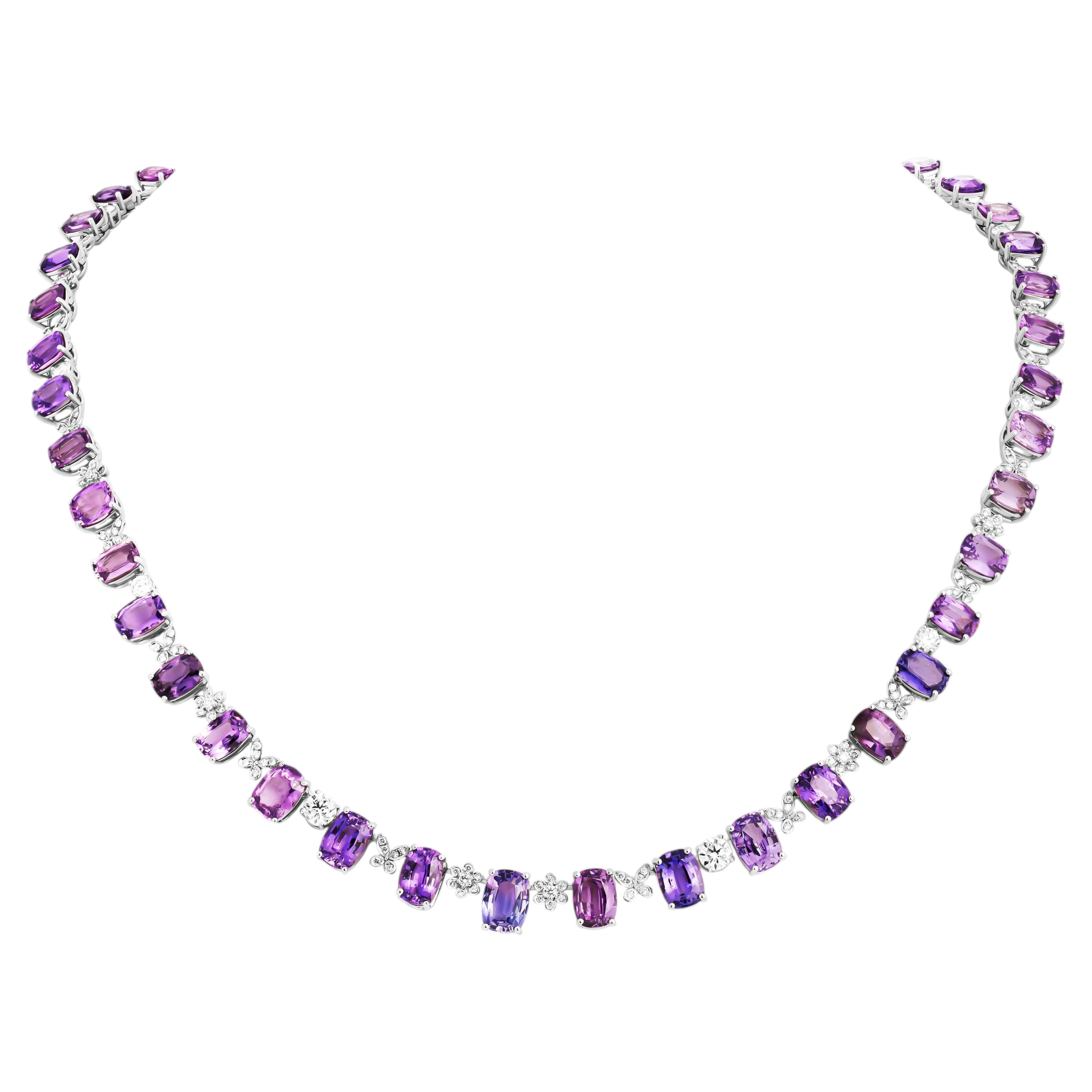 Purple Sapphire and Diamond Necklace
