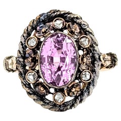 Vintage Purple Sapphire and Diamond Ring in 15k Victorian Gold