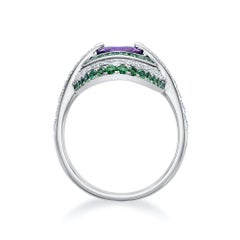Purple Sapphire and Tsavorite Cocktail Ring
