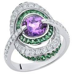 Purple Sapphire and Tsavorite Cocktail Ring