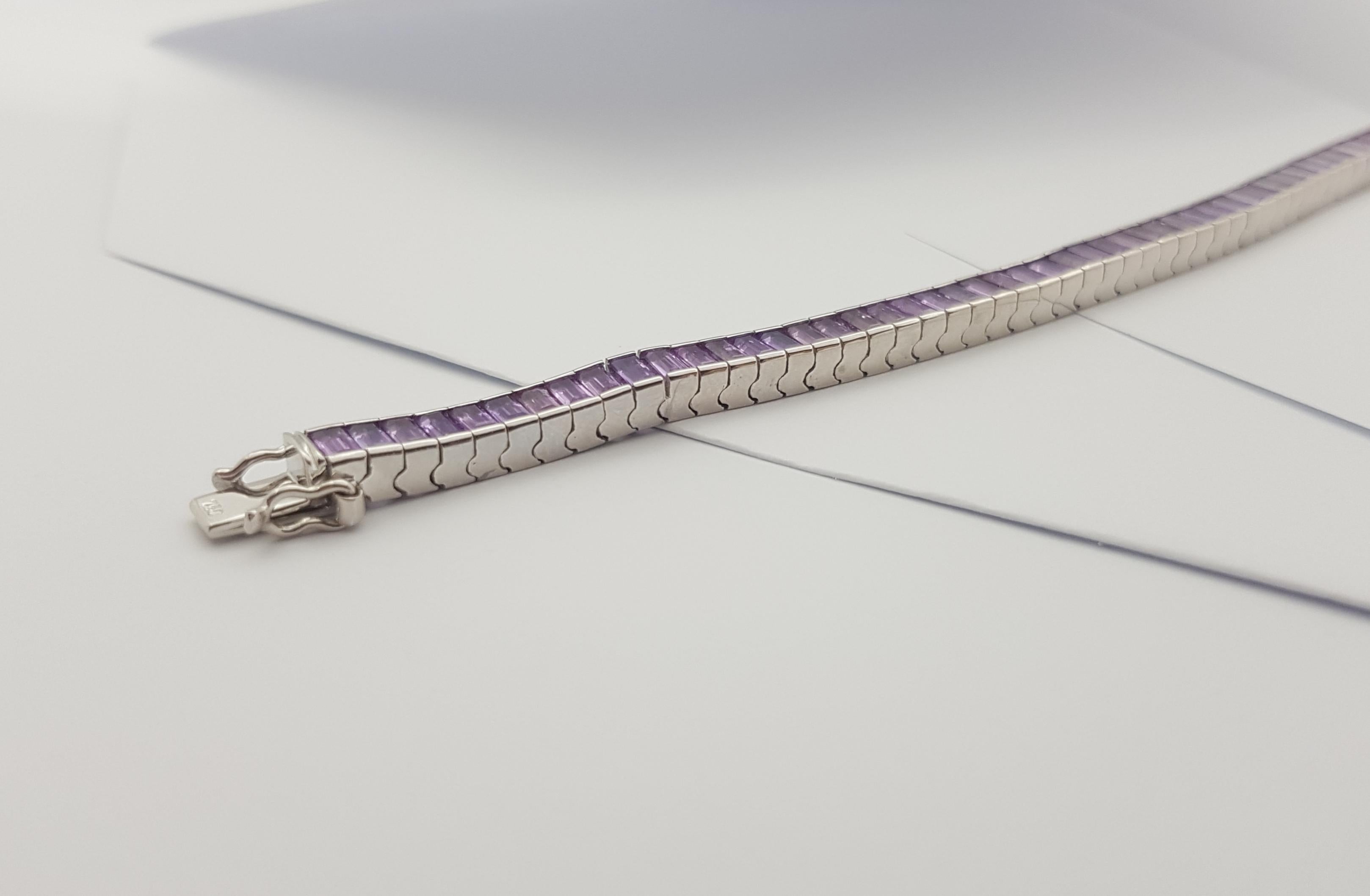 Purple Sapphire Bracelet Set in 18 Karat White Gold Settings For Sale 3