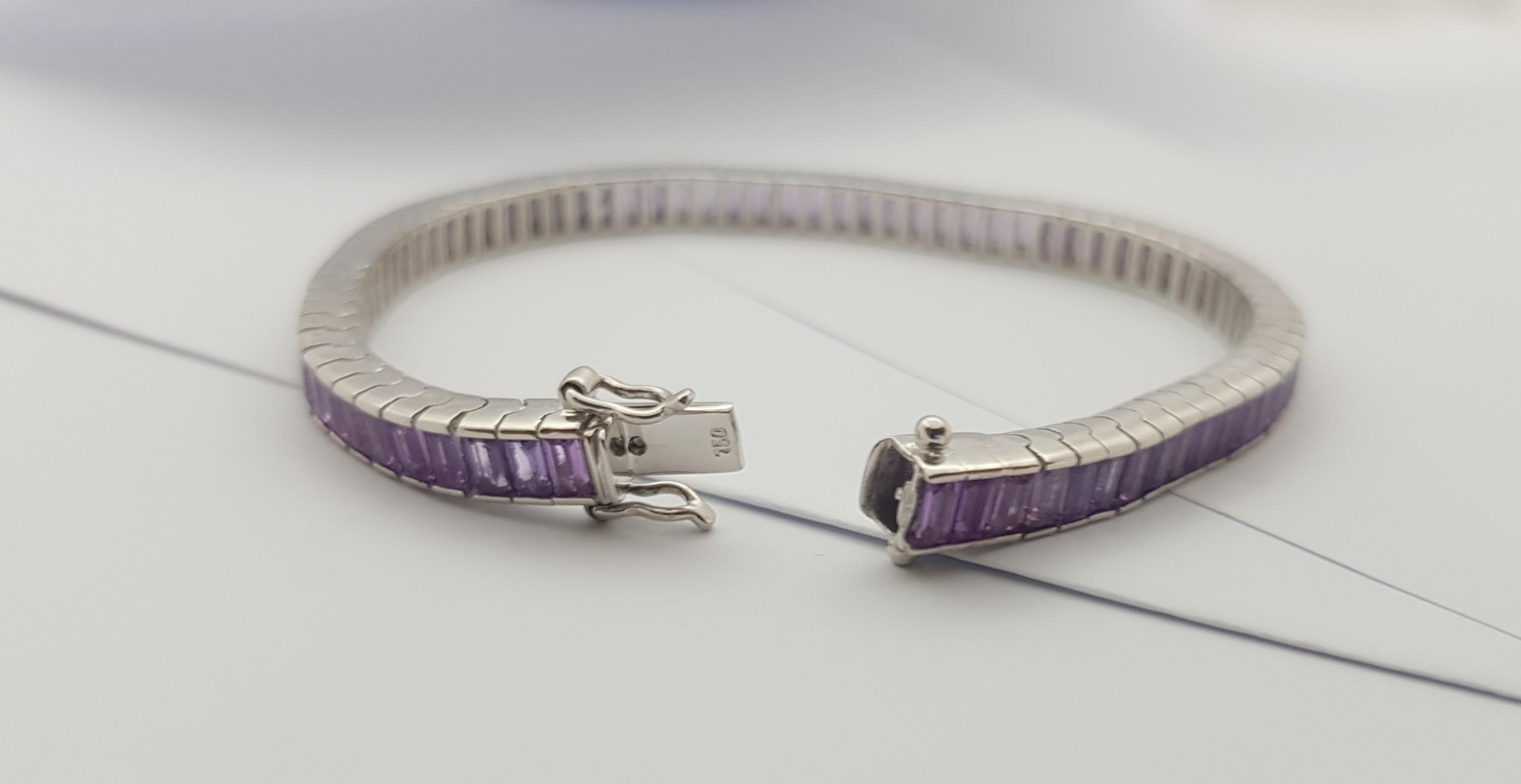 Purple Sapphire Bracelet Set in 18 Karat White Gold Settings For Sale 5