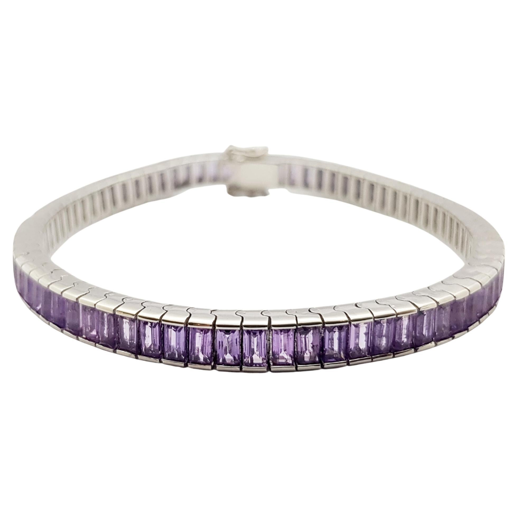 Purple Sapphire Bracelet Set in 18 Karat White Gold Settings For Sale