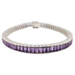Purple Sapphire Bracelet Set in 18 Karat White Gold Settings
